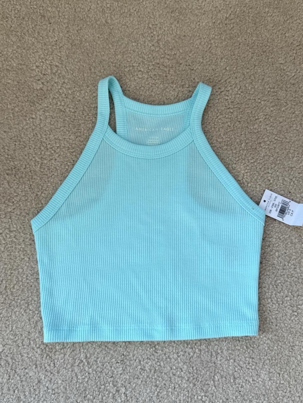 American Eagle Outfitters Mint Ribbed Cropped Tank Top